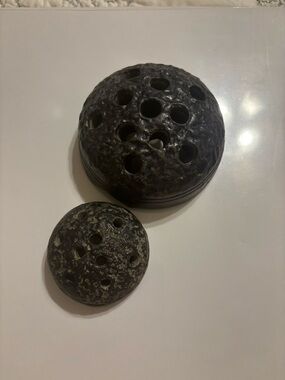 Source Unknown Black Speckled Ceramic Flower Frogs - Set of 2